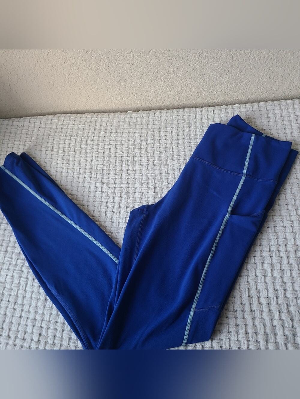 Fabletics Blue Athletic Leggings with Contrasting Side Stripe Size S